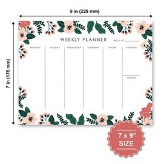 Weekly Planner Notepad – 9×7” inches, 52 tear off sheets – Undated Desk Pl