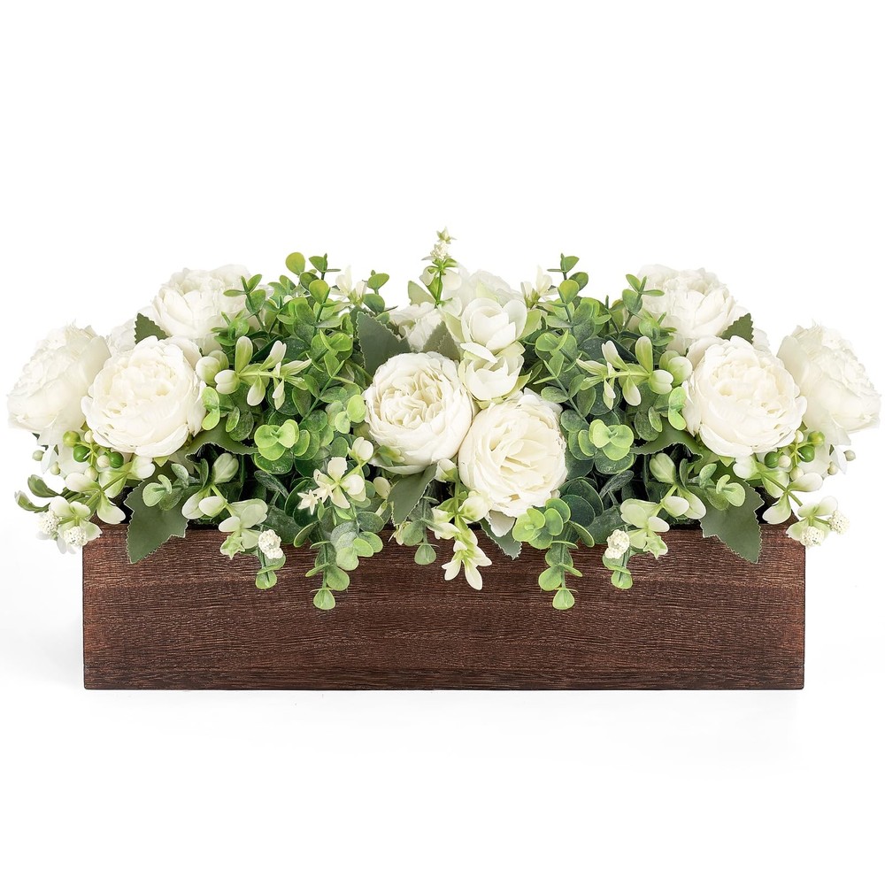 Dahey Centerpiece Table Decorations for Dining Room 14.1″ x 4.7″ x 3.1, White