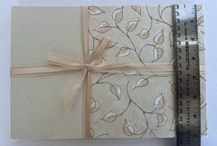 Rag & Bone Bindery Handbound Guest Book Leaf Vine Pattern Cream Linen 20 Pages