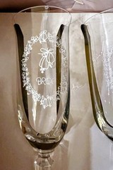 Precious Moments Bride Groom Champagne Flutes Set Wedding Toast Glasses In Box