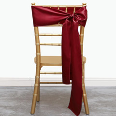 Satin Burgundy Chair Sashes Bows Ties 50 Pack for Party Wedding Universal Ribbon