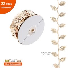 Leaves Ribbon Roll Fabric Vines Lace Large-leaf 08. 3-color Assorted Pack