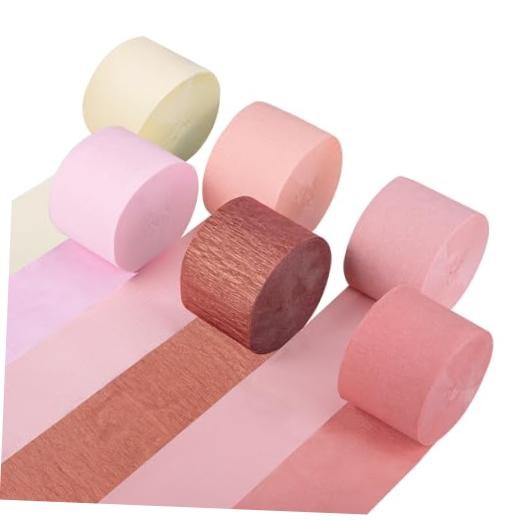 Crepe Paper Streamers Party Decorations, 6 Rolls Pink Rose Gold Party rose gold