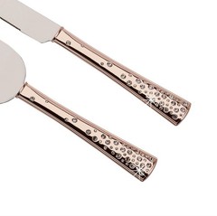 «Galaxy» Rose Gold Colored Cake Knife And Server Set With Crystals
