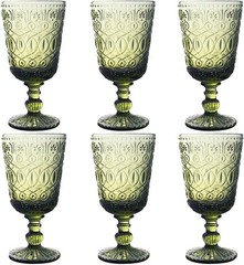 Green Drinking Glasses set of 6 Red Wine Goblets 10 OZ Colored Water Beverage…