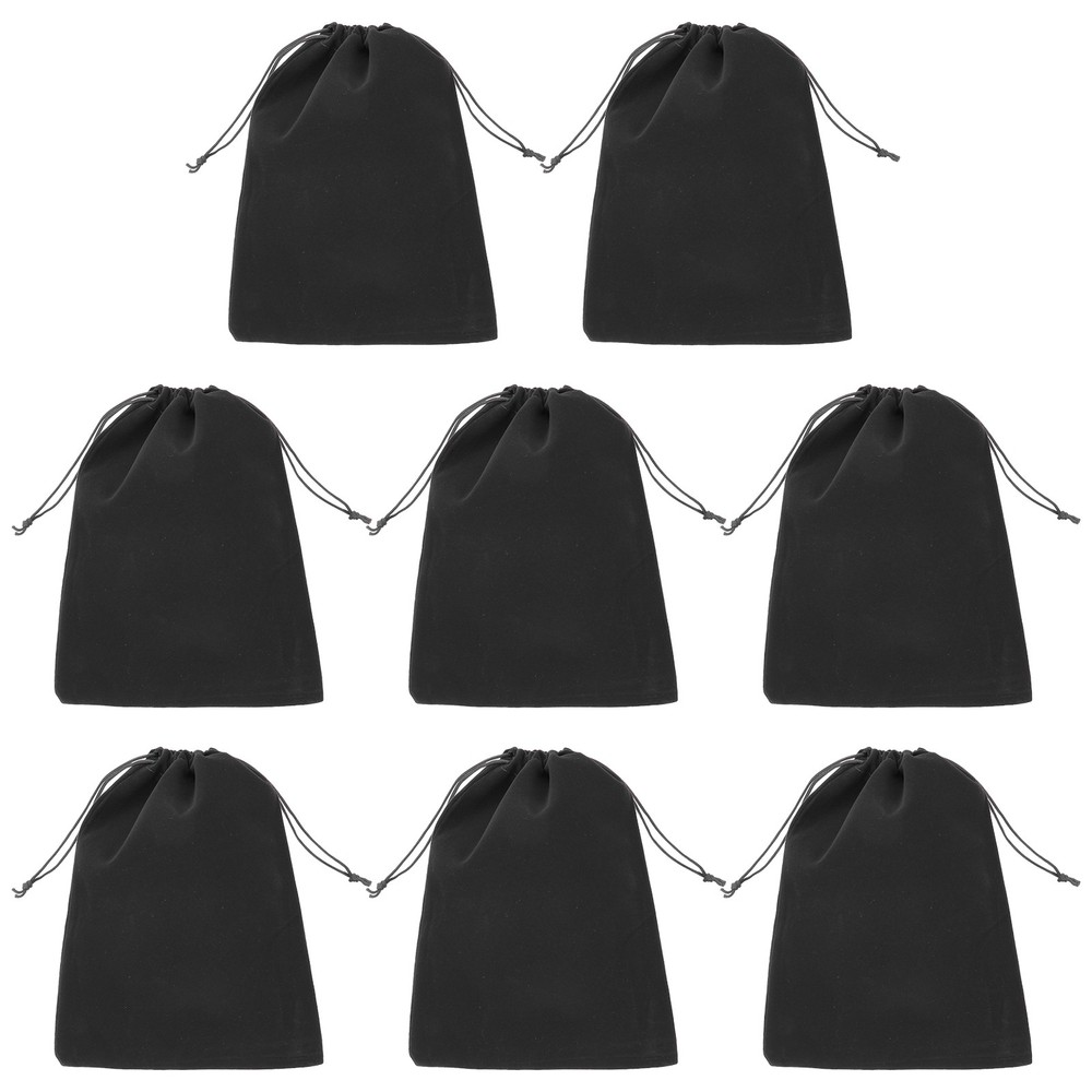 8Pcs Velvet Gift Bags 7 x 9″ Velvet Drawstring Jewelry Pouches Black
