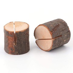 50 Pieces Wooden Place Card Holders with 50 Kraft Cards, Rustic Wood Table Nu…