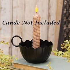 NEW Primitive BLACK Metal Taper Candle Holder Handle 3.25″Hx4″D FARMHOUSE Rustic