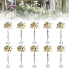 10 Pcs Silver Vases Wedding Tables Centerpieces Vases 19.7″ Height Flower Vases