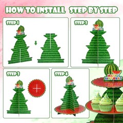 Cupcake Stand, 3 Tier Cute Summer Fruit Party Cardboard Round Watermelon