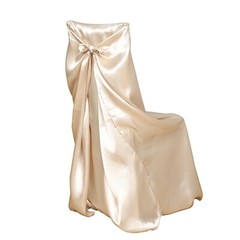 6 Beige SATIN UNIVERSAL CHAIR COVER for Wedding Banquet Reception Decorations