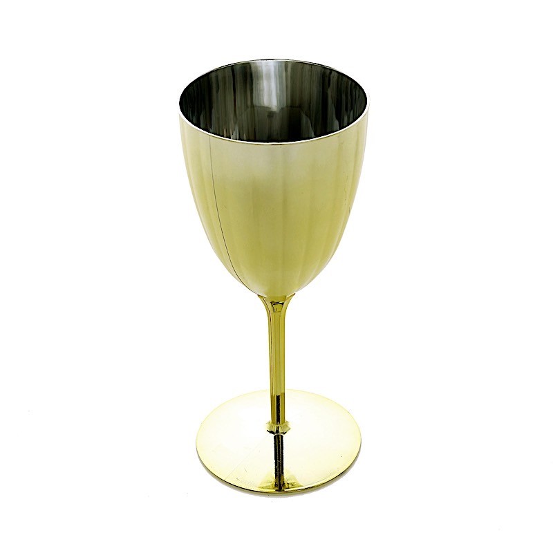 8 oz Metallic Gold Premium Wine Glasses Disposable Flutes Wedding Decorations