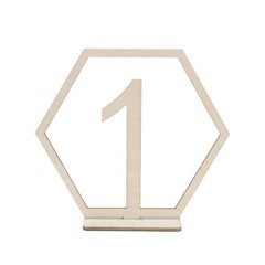 10pcs Wooden Table Numbers 1-10 Hexagon Shape Holder Base Wedding Reception