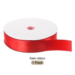100 Yard Satin Ribbon Double Sided Grosgrain Silk Ribbon, 1.5″/Red