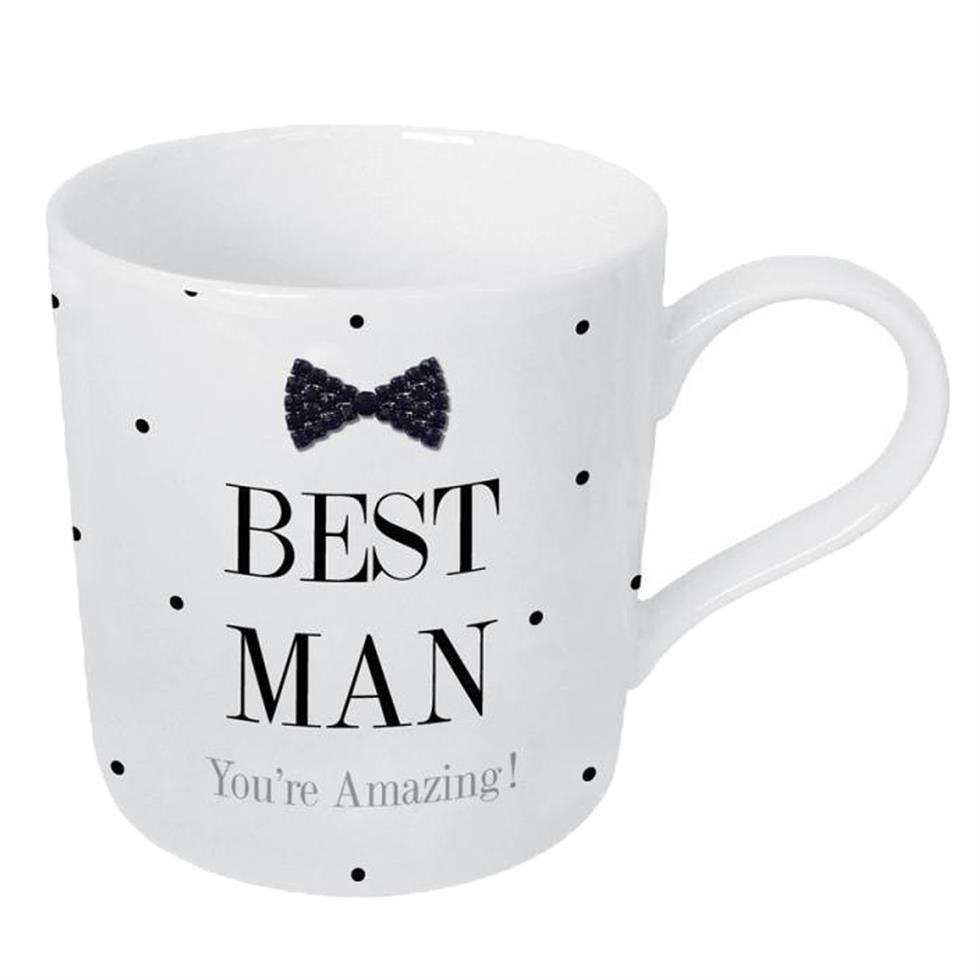 Mad Dots Wedding Mug Cup with Wording & Black Tie – Best Man