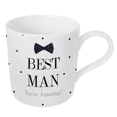 Mad Dots Wedding Mug Cup with Wording & Black Tie – Best Man