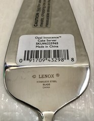 NEW LENOX WEDDING PROMISES CAKE SERVER OPAL INNOCENCE STAINLESS STEEL BLADE￼
