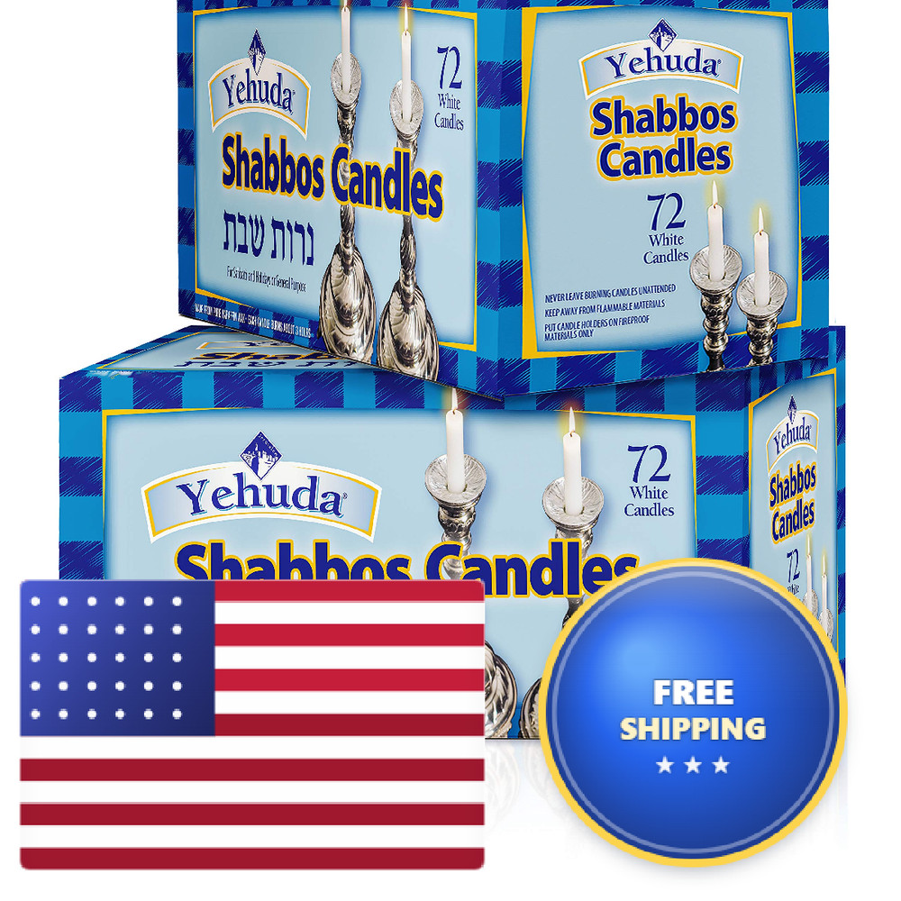 Yehuda 3 Hour Shabbos Candles 72 Count 2 – 144 Traditional Shabbat Dinner Table