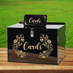 Black Acrylic Wedding Card Box Card Boxes with Lock and Card Sign, Gift Card Box