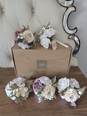 Ling’s Moment wedding bouquet set 5 ivory artificial flowers bridesmaid bridal