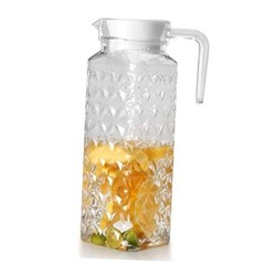Acrylic Pitcher 37 oz, Unbreakable Clear Plastic Pitcher with Lid, BPA Diamond