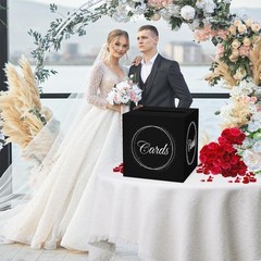 Black Silver Gift Card Box with Gold Foil Design for Graduations Birthdays