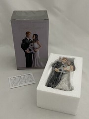 Weddingstar Cake Topper Bridal Couple Wedding Porcelain Figurine Holding & Sign