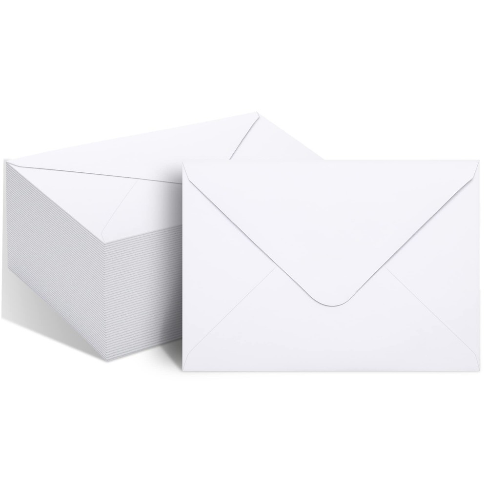 50 Packs of A7 Envelopes for Invitation, White 5×7 One Size,