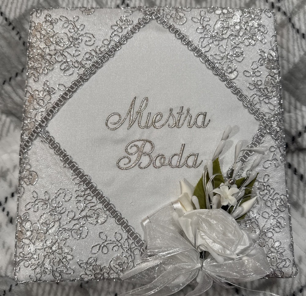 Elegant White Nuestra Boda Wedding Photo Album 11″x12″ 3 Ring Binder
