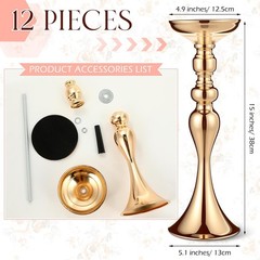 Gold Metal Flower Stand Set – 12 Pcs Tall Centerpieces for Weddings & Events
