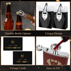 55 Pcs Groomsmen Proposal Gifts Including Empty Flasks Funnels Cocktail Glasses