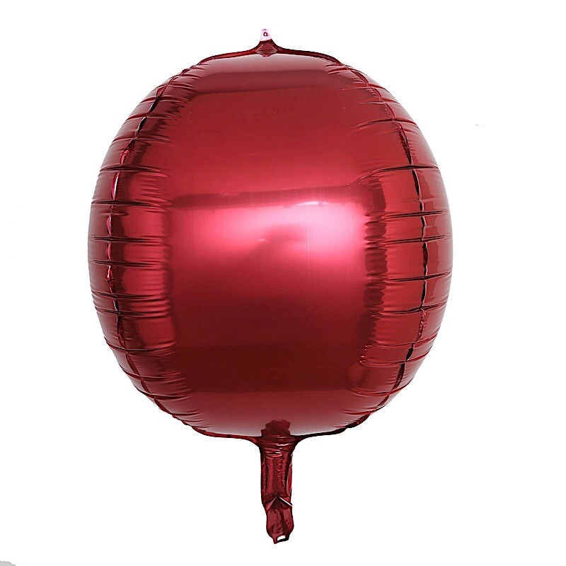 2 BURGUNDY 14″ wide 4D Orbz Round Mylar Foil Balloons Wedding Party Supplies