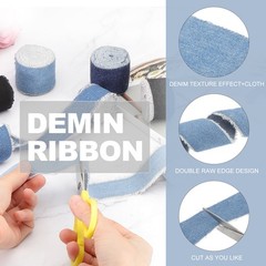 Uxcell Denim Ribbon, 6 Rolls 1.5»×2 Yards for Fringe, Light Blue