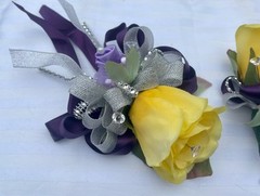 Wrist Corsage Purple Lavender Silver Yellow Wedding Dance Homecoming Flowers