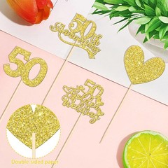 Golden Wedding Centerpieces, 50th Anniversary Party Decor, 12 PCS