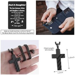 Gift for Dad, Cross Necklace Wallet Card for Dad, Father’s Day Dad&Daughter