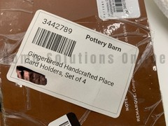 Pottery Barn Gingerbread Handcrafted Wool Holiday Place Card Holders S/4 #F222