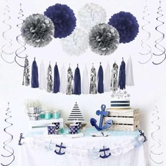 Birthday Decorations Men Blue | Navy Blue White Silver Party Decorations |