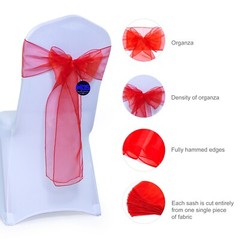 100 Red Organza Chair Sashes Chair Cover Wider Bows wedding Reception Party