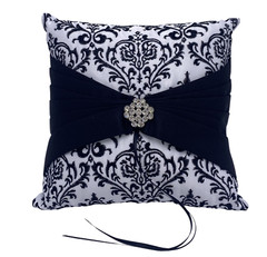 Ring Bearer Pillow Wedding NEW Black White Rhinestones Prty Mail Shp