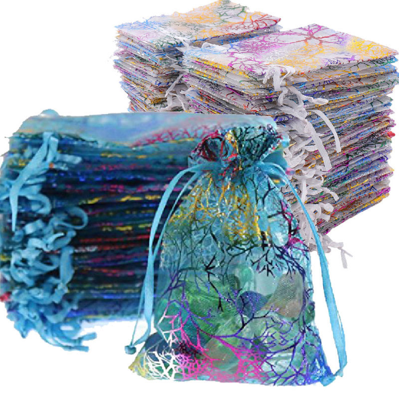 100pc Sheer Coralline Organza Jewelry Pouch Wedding Party Favor Gift Bags