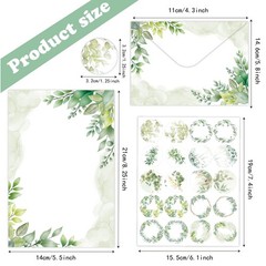 160-Piece Eucalyptus Stationery Envelopes Set – 50 Writing Papers, 50 Enve