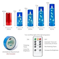 Independence Day Flameless Candle with Remote Timer – 5 Flickering 5pcs-Blue