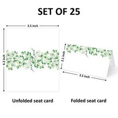Greenery Place Cards Seating Name Banquet Wedding Dinner 25 PCS Set