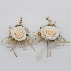 2 Corsages, Handmade Artificial Peony Rose Wrist Corsage Wristlet Wedding Prom S