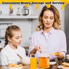 Honey Pot with Dipper and Lid – 18oz Glass Jar Wooden Transparent