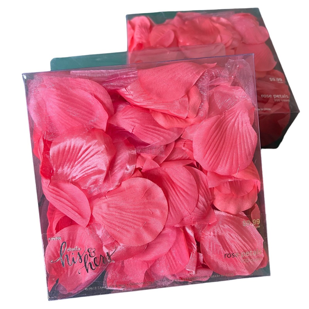 Studio His & Hers Coral Pink Decor Rose Petals 2 Packs Bundle