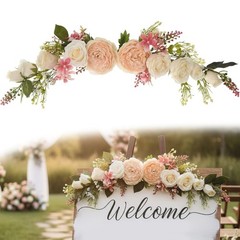 Weather Resistant Faux Floral Wedding Arch Sign Decor Ceremony Backdrop