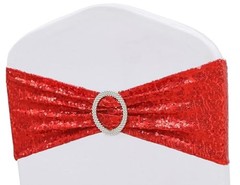 Double-Sided Sequins Chair Sashes for Wedding Decor Sequin Chair Bands 50 Red