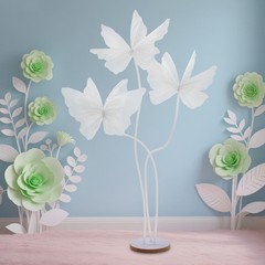 Wedding Artificial Butterfly Decorations Giant 3-head 53.15″ White Decoration